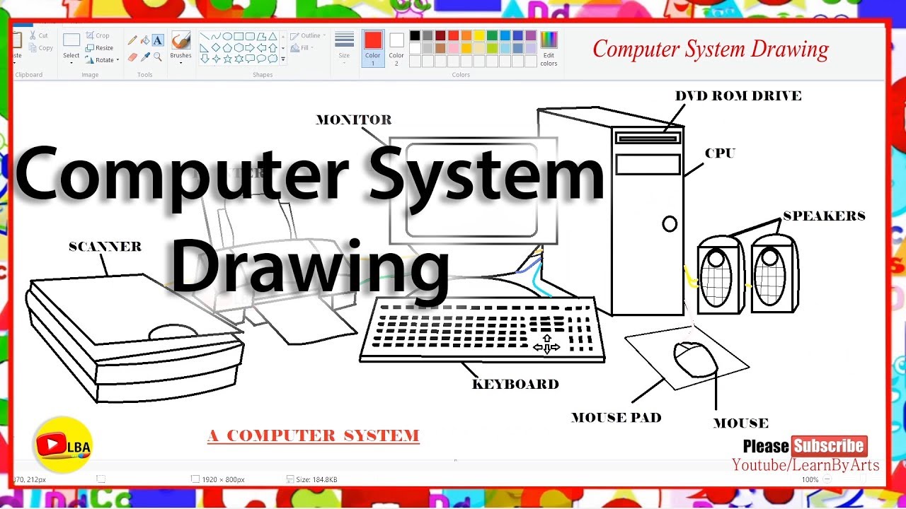 Featured image of post Parts Of Computer Drawing With Colour How to draw and color desktop computer coloring pages for toddlers mirza colors kids computer accessories coloring pages