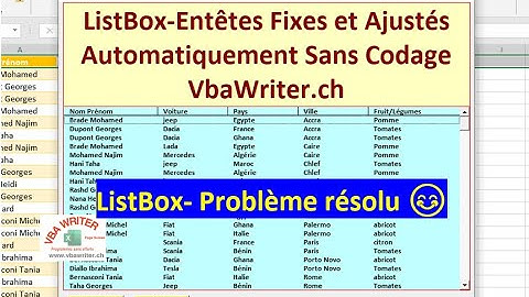 VBA Afficher ListBox avec Entêtes Fixes/ défilants/ ou sans Entêtes/ Sans codage_21.www.VbaWriter.ch