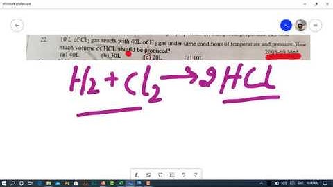 if 10L of CL2 gas react with 40L of H2 gas under same condition.how much volume of HCL produce