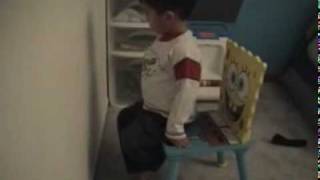 Ethan on time out falling asleep.