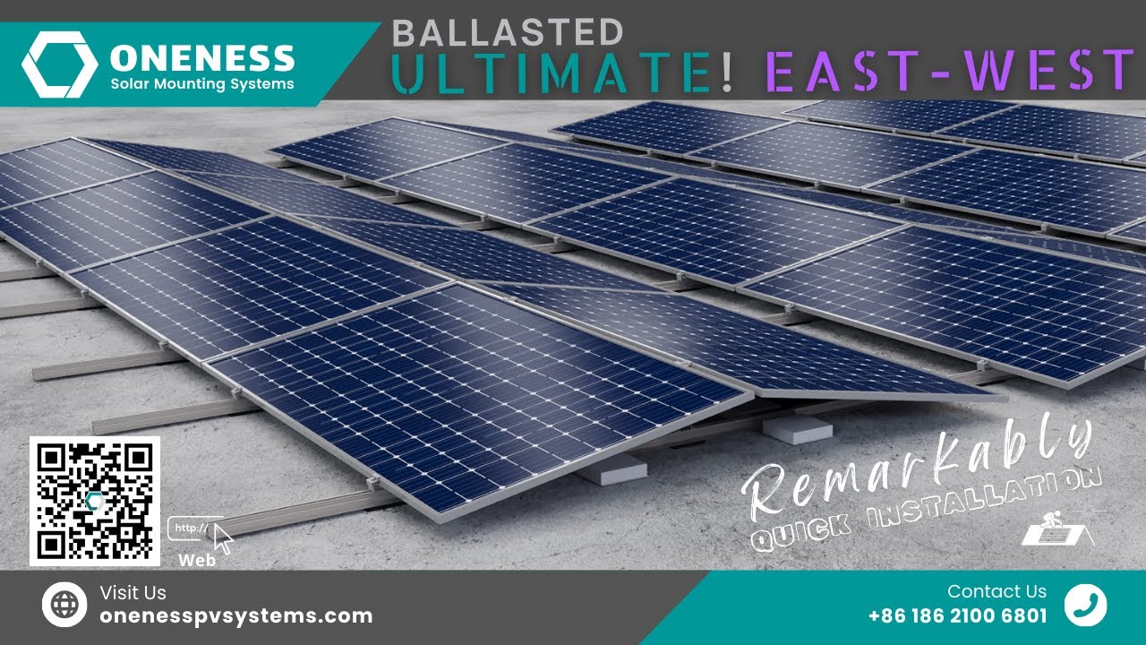 Ballasted ULTIMATE East-West Solar Mounting System for Flat Roofs by ONENESS PV Systems