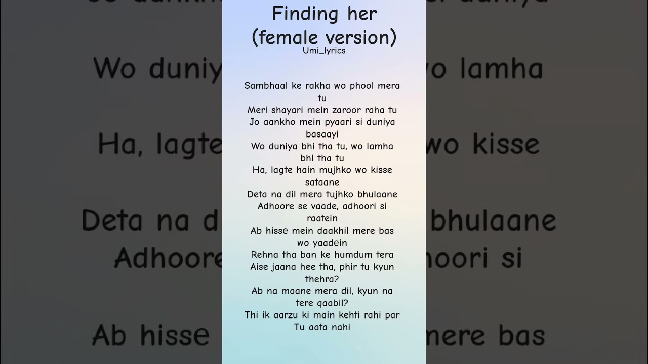Finding her(female version)|