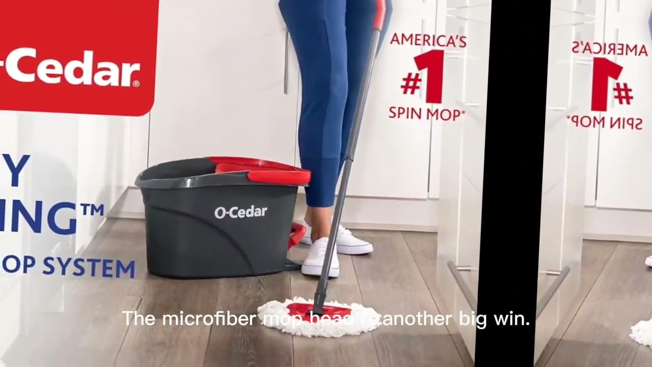 O-Cedar EasyWring Spin Mop & Bucket System | Hands-Free Microfiber Floor Cleaning