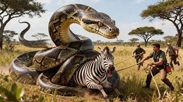 Unbelievable Rescue: Giant Python Attacks Wild Zebra Family in Jungle Battle 🐍🦓 | Shocking Survival