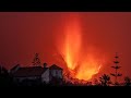 Piano  lava flows from mountain ash eruption  la palma volcano