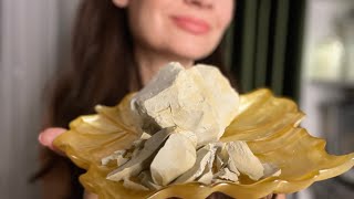 ASMR crunch of clay&chalk/ глина Уральская желтая, Кембрийская , мел Халва#asmr #eatingsounds