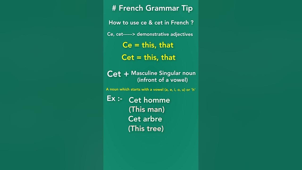what-is-the-difference-between-ce-and-cet-in-french-youtube