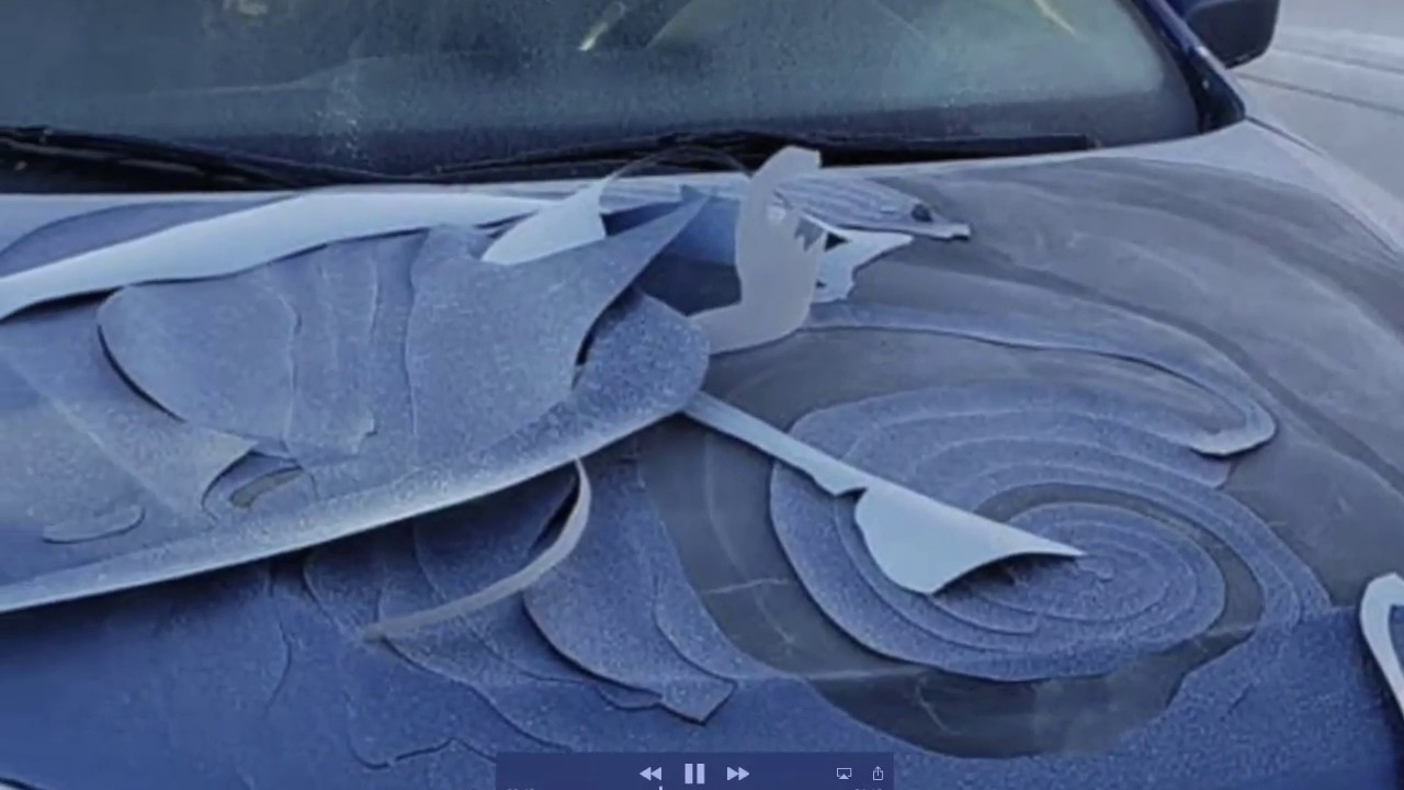 Temperature was SO cold it PEELED the paint right off the car! Amazing