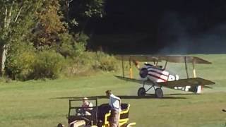 Vintage Sopwith Camel "crashes" on takeoff at Old Rhinebeck airshow