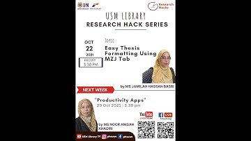 Research Hacks Series: "Easy Thesis Formatting Using MZJ Tab"