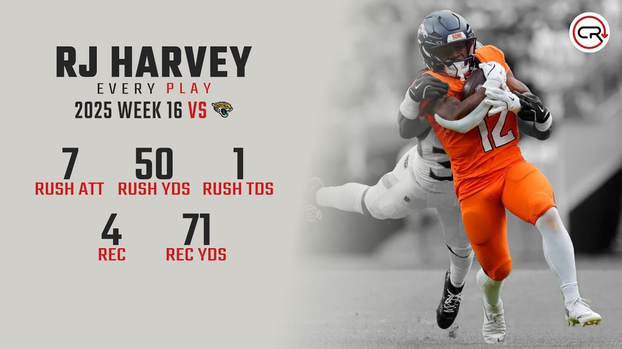 RJ Harvey Week 16 Highlights | Every Run, Target, and Catch vs