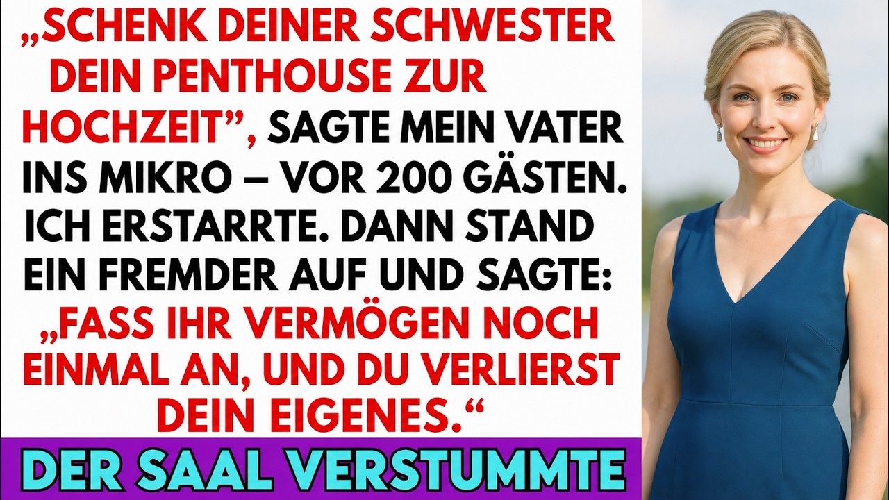 Mein Vater stand auf der Bühne, das Mikrofon in der Hand, und verkündete vor 200 Gästen: „Isabella schenkt ihrer Schwester ihr Penthaus als Hochzeitsgeschenk.“ Ich erstarrte, mein Glas zitterte,...