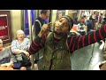 Singer on New York City subway shows off his talent by singing an Ed Sheeran song.