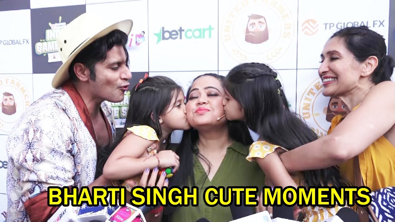 Karanvir Bohra & Teejay Sidhu Kids Kiss Bharti Singh Cute Moments In Fronts Of Media At Bharti's Gam