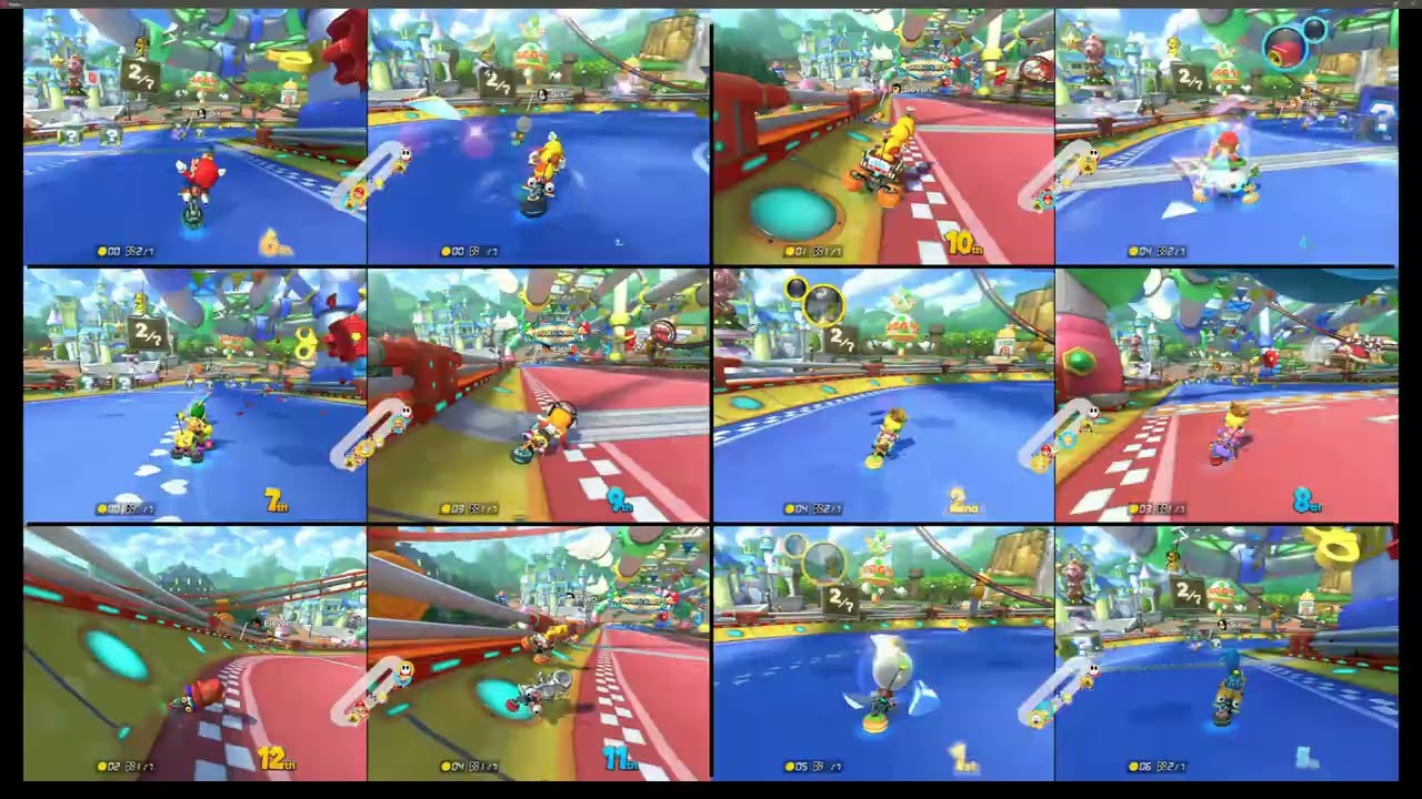 12 player splitscreen Mario Kart 8 with Yuzu