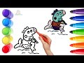 How To Draw cute Peppa Mermaid Drawing, Painting &amp; Coloring For Kids and Toddlers_ Child Art 🐋🌈🎨