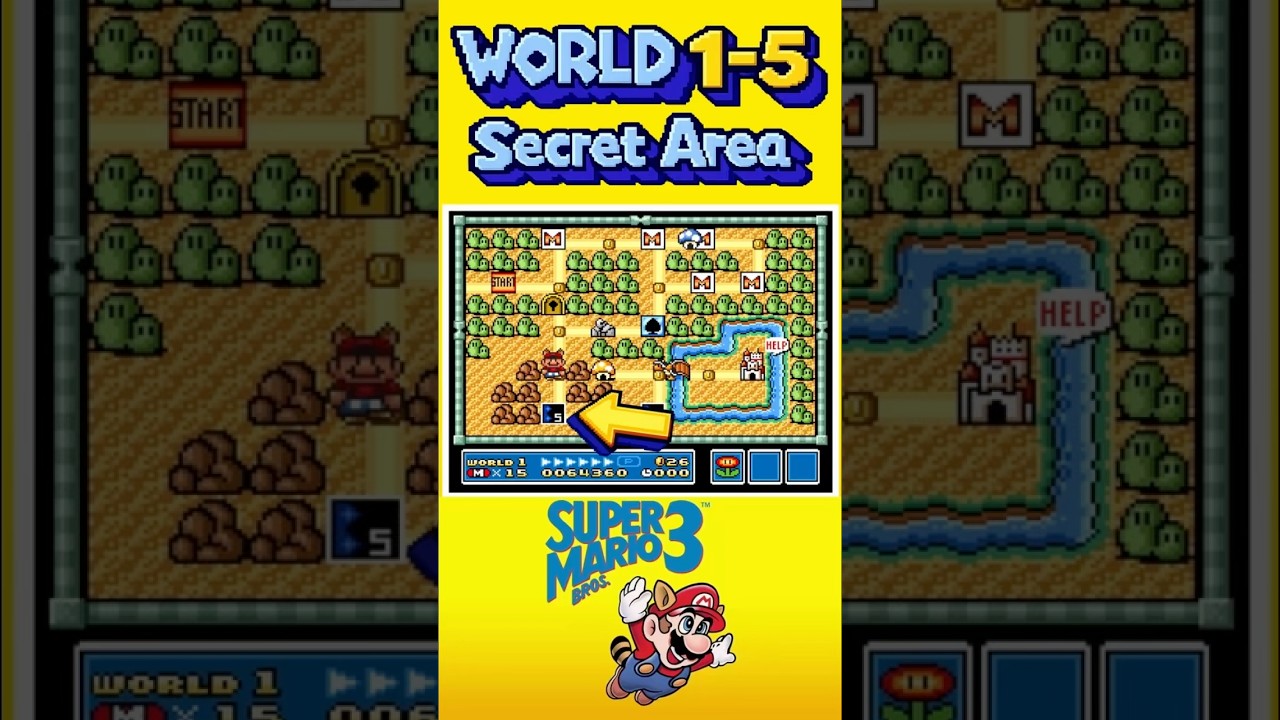 ☁️ World 1-5 Secret Sky Area Guide – Super Mario Bros 3 (Bonus Coins + 1-Up)