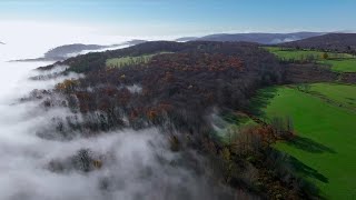 Western Connecticut Rolling Hills Submerged in Clouds. Fall