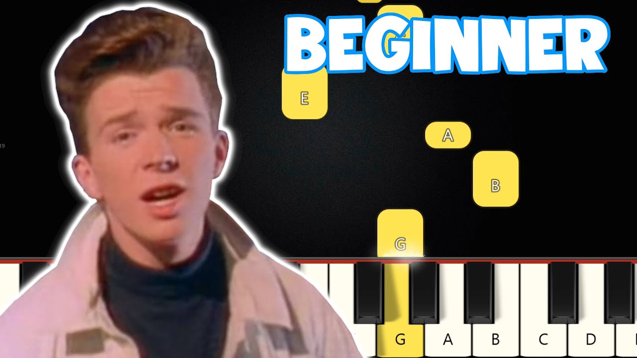 Never Gonna Give You Up - Rick Astley | Beginner Piano Tutorial | Easy Piano