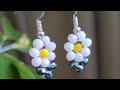 Kristal Boncuktan Papatya Küpe Kolye #diy Crystal Beads Daisy Earrings Necklace #tutorial