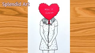 Miss u 💓 drawing | simple and easy