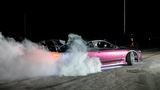 300hp S15 SR20DET Burnouts, Launch Control, Flames, Backfire