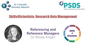 Skills4Scientists - RDM - Referencing & Using Reference Managers - Dr Nicola Knight