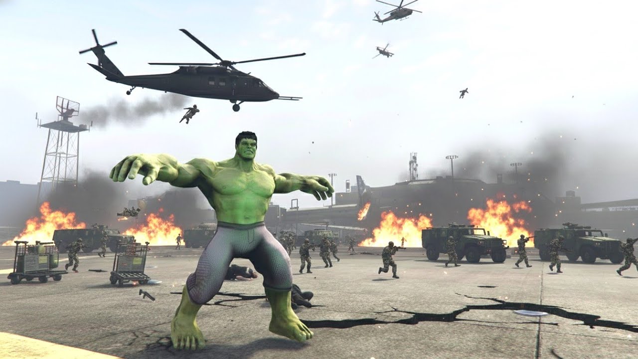 GTA 5 - Hulk In Airport + Six Star Wanted Level Rampage