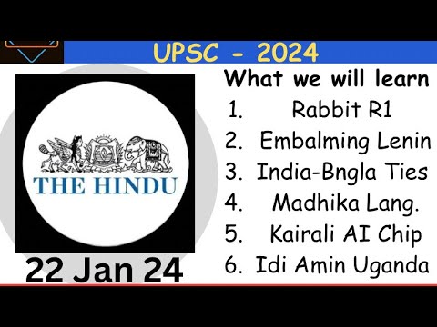 22 January 2024 The Hindu Newspaper Analysis - YouTube