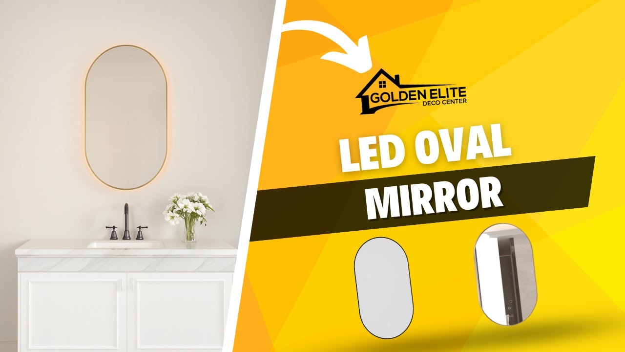LED Oval Mirror with Defogger | Brushed Gold & Black