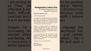 Resignation Letter Due to Work Overload and Health Concerns #resignationletter #resignation #shorts