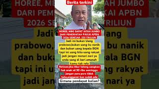 MBG DAPAT JATAH JUMBO DARI PEMERINTAH ΡΑΚΑΙ ΑΡΒΝ 2026 SEBESAR. 335 TRILIUN