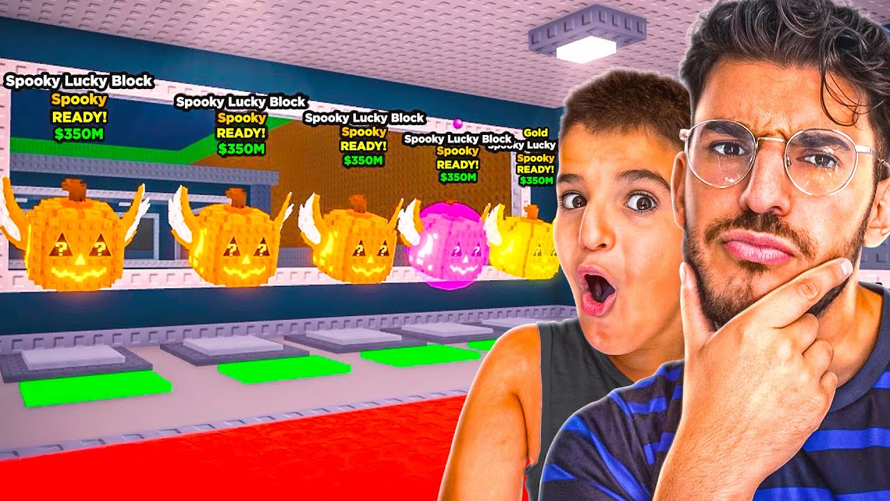 MON PETIT FRÈRE M'OUVRE LES NOUVEAUX SPOOKY LUCKY BLOCK  ! Il fait un rituel pour plus de chance..