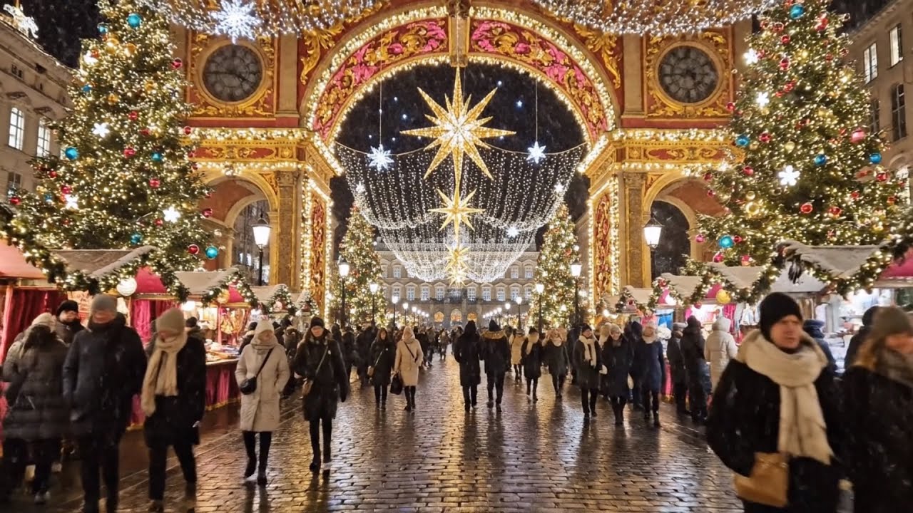 Best of Oslo Christmas Market 2025 — Night Lights & Snowy Stroll (4K HDR)