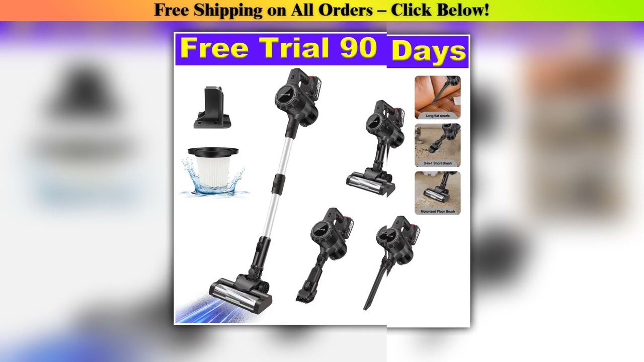 6 IN 1 Cordless Vacuum Cleaner Pet Hair Upright Lightweight Handheld Stick Vacuum Strong Suction +