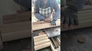 Wooden Leg Cutting Process On Table Panel Saw