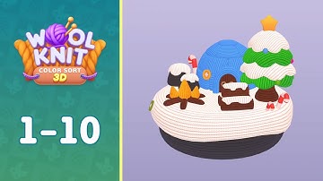 Wool Knit: Color Sort 3D Level 1 to 10 Walkthrough Solutions