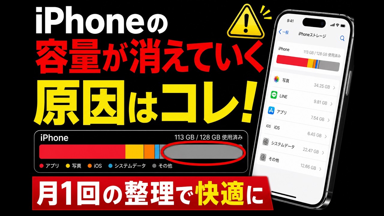 【保存版】iPhoneの容量不足を解決！写真やアプリを消さずに「システムデータ」を激減させる整理方法4選