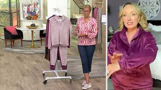 Carole Hochman Rolled Collar Two-Piece Lounge Set on QVC
