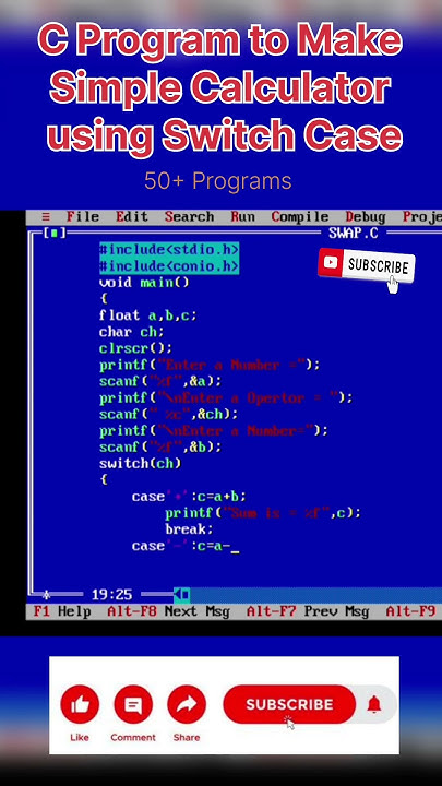 program of Calculator using switch Case in C | #shorts #youtube # ...