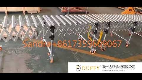 Duffy multisection flexible gravity roller conveyor for truck and container unloading