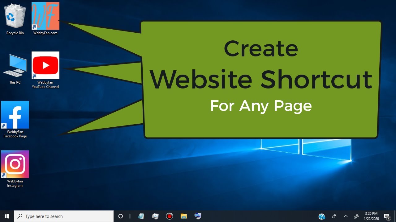 how to create a web page shortcut