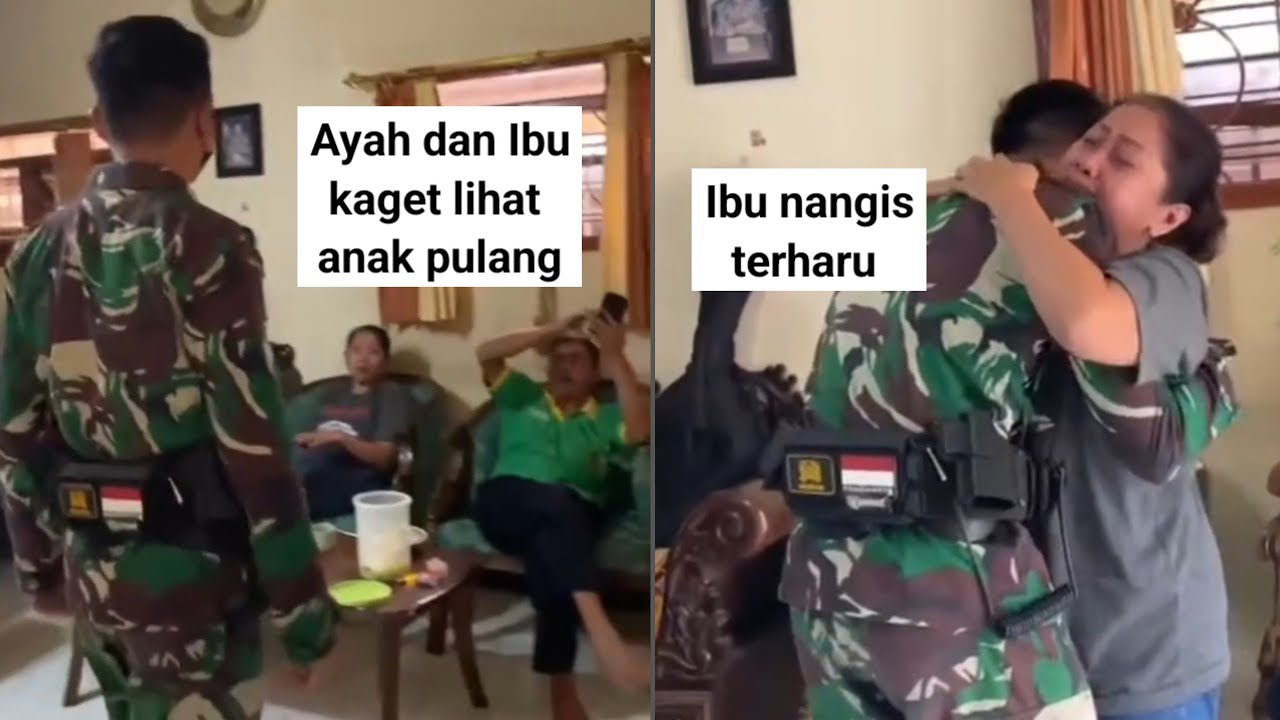 Momen haru saat prajurit TNI pulang kampung, beri kejutan ibunya ‼️