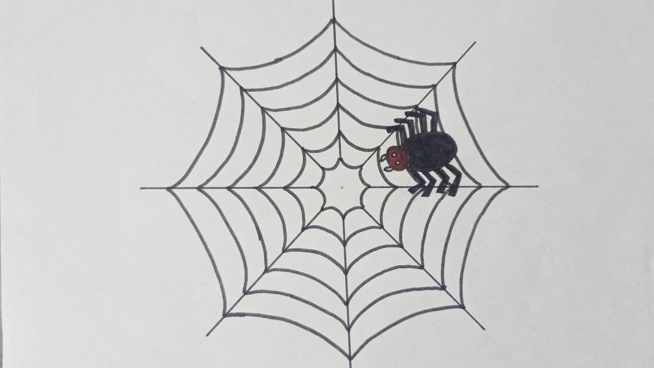 Spider And Web Drawing Step By Step 🕷🕸// How to Draw a Spider And It's ...