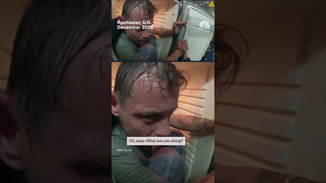 U.K. police find violent suspect hiding in a fridge U.K. police find violent suspect hiding in a fridge