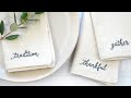 How to Embroider Words on Thanksgiving Napkins