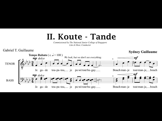 Koute - Tande ( HEAR and LISTEN ) by Sydney Guillaume {score video} - SATB Chorus class=