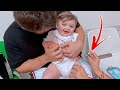 Baby LAUGHS During his First SHOT!! (weirdest moment)