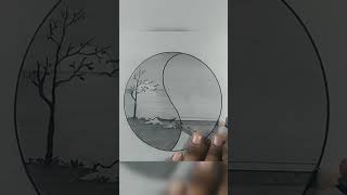 Circle drawing #easyscenery #drawing #art #scenery #drawingincircle #pencildrawing #new