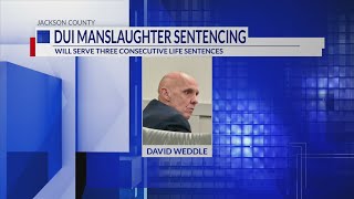 Jackson County man gets three life sentences for DUI manslaughter